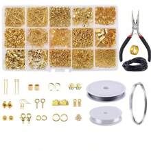 750 Stücke Schmuckherstellungs-Starterset mit Ohrringen, Halsketten-Verbindungselementen, DIY-Perlen, Zangen-Werkzeugen, Schmuckreparatur-Werkzeug-Set, Schmuckzubehör geeignet für Erwachsene und Anfänger