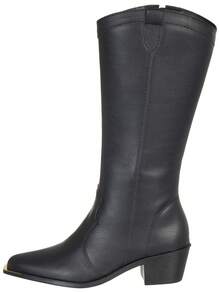 GiGiL Women's Western Texan Boot Metal Detail High Shaft Pointed Toe Comfortable Elegant Country - màu đen - Xem 3