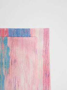 大码女式时尚休闲针织V领短袖T恤，彩色拼接印花，夏季度假必备 - 彩色 - 查看 3