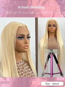 MECRY 36 英寸 200 密度 613 13x4 蕾丝前发假发 人发前发 613 蕾丝前发假发 人发前发金色假发 人发前发直发蕾丝前发假发 人发前发预拔婴儿头发 613 金色假发混合发 - S613 - 查看 3