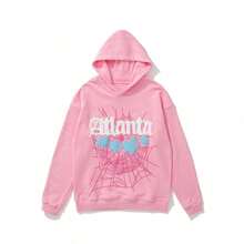 Hip Hop Spider Hoodies Set Y2k Hoodie Tracksuit Pullover Sweatshirt For Women Men Matching Hoodies Street Suit Two-Piece Set    Letter  Geometric  Spring/Fall  Regular Fit  Pocket  Drawstring - 粉色 - 查看 2