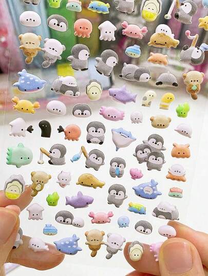 1pc 3d Cute Sticker Mini Cartoon Handaccount Ccd Phone Case Diy Decoration Scrapbooking Stationery Stickers Aesthetic Art