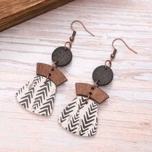 New Bohemian Style Multi-Layer Mix-Match Geometric Wooden Earrings, Fashion Versatile Design - Multicolor - View 4