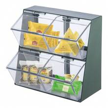 Station Multifunctional Tea Bag Storage With Lid Double Layer Four Grid Tea Bag Storage Box Suitable For Kitchen Bedroom And Office Desktop - Green - View 1