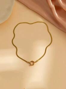 1 件女士不锈钢 18K 镀金蛇骨链项链 - 金黃色 - 查看 4