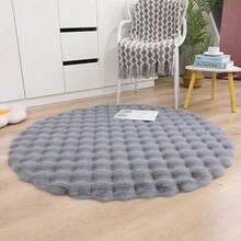 Fusk kaninpäls Shaggy Fluffig rund matta, mjuk och bekväm plysch krämfärgad matta, lämplig för vardagsrum, sovrum och andra inredningsområden - Multifärgad - Visa 15