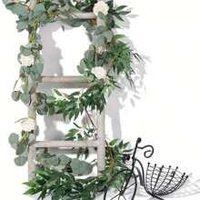 1 Peça Grinalda Artificial de Eucalipto, Trepadeira de Eucalipto Pendurada Verde, Flores Artificiais Antioxidantes de Alta Qualidade, Decoração de Parede, Decoração de Quintal, Suprimentos de Jardim, Decoração de Casamento, Decoração de Festa, Suprimentos de Feriado, Decoração de Feriado Doméstico, Decoração de Jardim