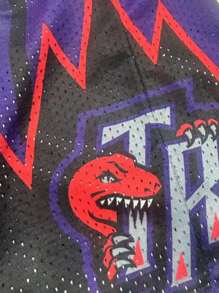 Atonmore Herren Basketball Shorts, Retro Mesh Stickerei Reißverschlusstaschen Sport Shorts, Lila, Größe 15