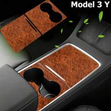 1pc For Tesla Center Console Panel Sticker Wood Carbon Fiber Ultra Thin Carbon Central Control Cover Stickes - one-size - View 2