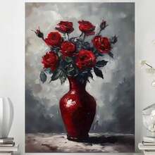 Framed Vintage Red Roses Canvas Wall Art, Still Life Painting For Living Room, Bedroom, Kitchen, Home And Office Decor - Framed - View 1