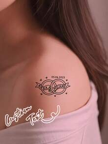 Custom Tattoo Phrases Custom Temporary Tattoos Fake Tattoos Personalized Gifts Custom Names, Luxury Personalized Wedding Temporary Tattoos - Custom Bride And Groom Names And Dates - Elegant Floral Design Versatile, Decorative, Lettering, Exquisite, Fashion, Vintage, Unique, Custom, Personalized, Custom, Ideal Gift For Her, Girlfriend, Her, Grandparents, Anniversary, Wedding - Multicolor - View 2