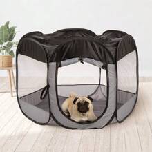 Productos para mascotas Parque de juegos portátil mediano de malla para perros y gatos, negro - espliego - Ver 3