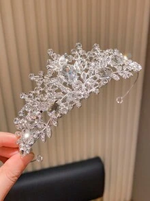 1pc High-End Elegant White Crown Headband Hair Accessory For Girls - White - View 7