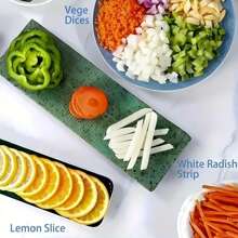[5 In 1] Safe Mandoline Slicer For Kitchen | 5 In 1 | Vegetable Chopper, Mandolin Potato Slicer With Thickness Adjuster, French Fry Cutter, Veggie Dicer | Faster Kitchen Slicer For Meal Prep | Blue/Greener