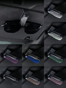 Sonnenbrillenklammer für Autos mit Strass besetzt, multifunktionales Auto Zubehör Brillenhalter für Sonnenblende mit Diamanten