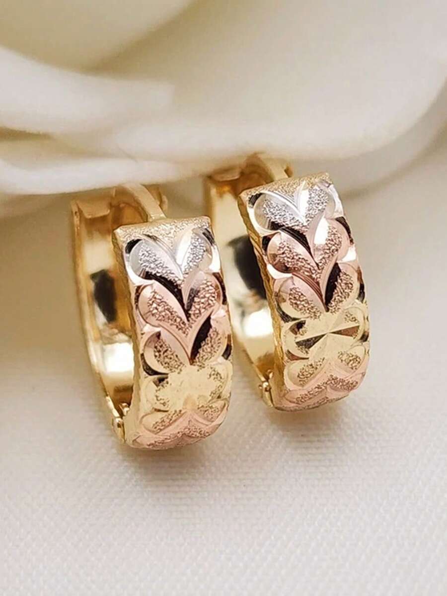 1 par de pendientes de aro elegantes, diseñados para mujeres, adecuados para bodas, compromisos, fiestas de aniversario, regalos del Día de San Valentín - 10# - Ver 1