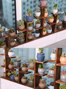 1 Peça Prateleira de Madeira Flutuante para Janela/Sacada Multiníveis para Plantas Suculentas, Estante Decorativa de Armazenamento para Decoração de Mesa da Sala de Estar Interna e Decoração Externa