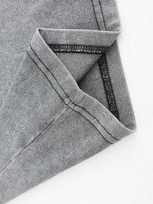 VHUTHK (220 Pure Cotton T-Shirt) 'GOD IS BIGGER' Letter Print, Suitable For Men's Casual, Comfortable, And Fashionable T-Shirt, Street Style Cotton - 灰色 - 查看 3