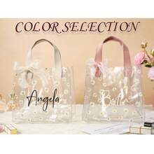 1 pièce, Sac cadeau PVC personnalisé, Faveurs de fête personnalisées, Sac cadeau/faveur de demoiselle d'honneur personnalisé, Sac fourre-tout de mariage, Sac à main transparent, Sac à main de demoiselle d'honneur, Cadeau de enterrement de vie de jeune fille, Cadeau de voyage pour femme, Sac cadeau transparent pour la Fête des Enseignants/Infirmières/Femmes/Action de Grâce/Fête des Mères/Nouvel An, Convient pour les cadeaux d'ambiance de campagne/château/plage/domaine, Cadeau pour amis/mariée/demoiselle d'honneur/fête, Cadeaux pour rassemblements intérieurs et extérieurs