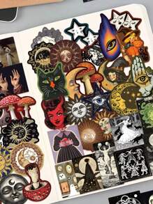 50pcs Mysterious Heavenly Curse Decorative Sticker Pack For Phone Case, Journal, Guitar, Helmet, Skateboard, Laptop, Self-Adhesive Art Decal