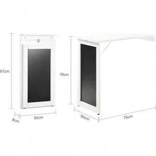 Wall-Mounted Drop-Leaf Table, Folding Kitchen Dining Table Desk With Memo Board, White - White - View 3