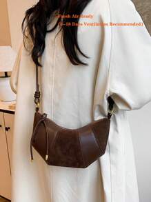 Premium Horn Design Small Crossbody Bag, Velvet Texture Fashionable Shoulder Underarm Stylish Dumpling Shaped Bag