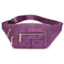 Bolsa de cintura para mujeres, bolsa de cinturón impermeable de tela de buey, bolsa de diseñador cruzada, bolsa de pecho, moda femenina, riñonera, bolso de cadera tipo banana - Morado - Ver 2