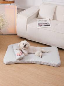 1pc Ice Silk Material Pet Mat, Summer Cooling Breathable Dog Bed, Removable Anti-Slip Cat/Dog Sleep Pad With Pillow, Suitable For Medium & Small Pets