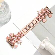 1 件女士时尚手工皮革表带，带金属吊坠饰物，适合 38/40/41/42/44/45/49 毫米 Ultra/SE/10/9/8/7/6/5/4/3/2/1