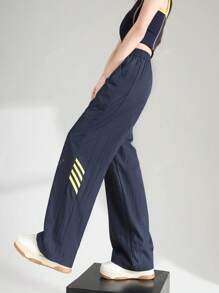 Striped Drawstring Pocket Versatile Loose Casual Fashionable Pants