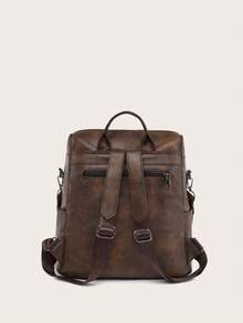 Fashionable Retro Style Women's Large Capacity Backpack, Suitable For Commuting, Travel, Shopping And Gifting. Two Random Fabric Options - Brown - View 8