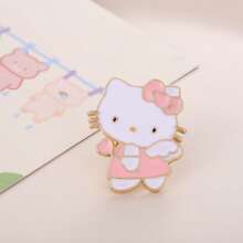 Sanrio 1 pieza/Set de 7 Broches de Hello Kitty de Sanrio, alfileres de esmalte de gato blanco de dibujos animados de Sanrio, insignias de metal estilizadas de animales, accesorios para bolsos y ropa.