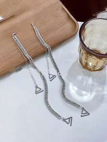 1 Par Halterneck de Sutiã Fashion de Alta Qualidade Decorativas com Strass, Alças Invisíveis e Antiderrapantes para Mulheres