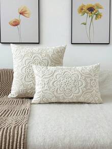 1pc Mandala Flower Exquisite Embroidery Cushion Cover, Various Sizes, Pillow Core Not Included, Suitable For Multiple Rooms