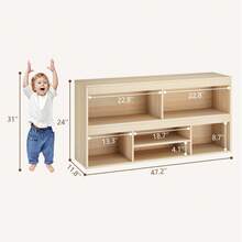 Huisuilinss Toy Storage Organizer,5 Cube Kids Bookshelf,Wood Storage Cabinet,Kids Bookcase,Children's Toy Shelf For Boys Girls Playroom Classroom Nursery Kids Room Hallway - Wood color - View 3