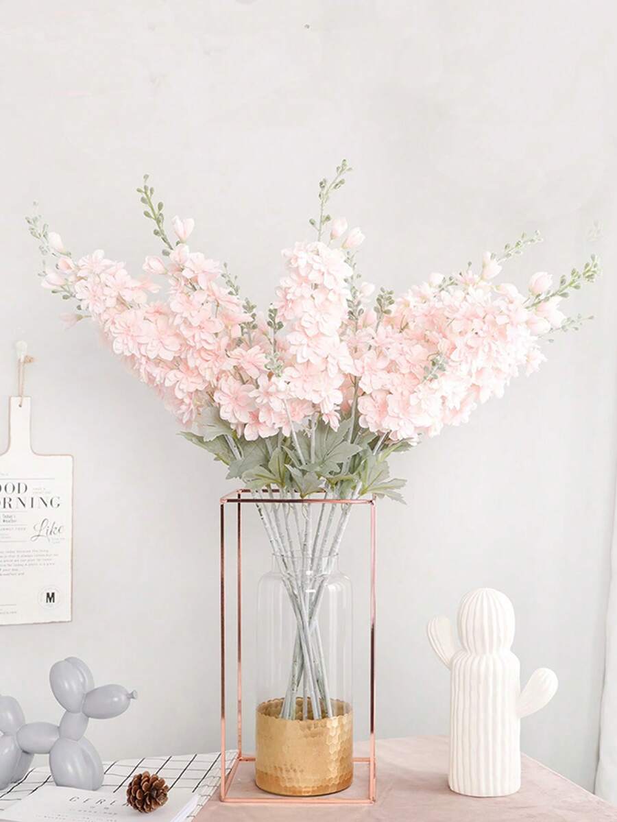 1 件人造飞燕草花 33 英寸丝绸假花仿真飞燕草花仿长茎假植物插花适用于春夏季户外婚礼、花园装饰用品、家庭办公室桌面花瓶装饰 - 粉色 - 查看 1