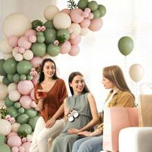 96pcs Pink & Green Balloon Arch Garland Set, With Light Green & Pastel Pink & Ivory Balloons, Suitable For Birthday, Bridal Shower, Party, Boho Baby Shower Decoration