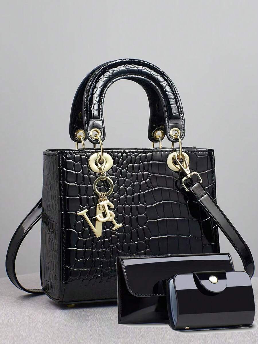 [Bolsa com Estampa de Crocodilo de Luxo] Bolsa Tote com Estampa de Crocodilo Elegante e de Luxo - Bolsa de Moda Feminina, Bolsa de Ombro, Bolsa Transversal