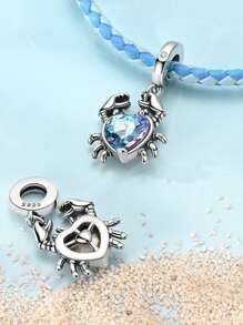 Silver Plated Charm Turtle Crab Small Fish Gear Ocean Series Charm Bead Is Suitable For Diy Female Bracelet Pendants