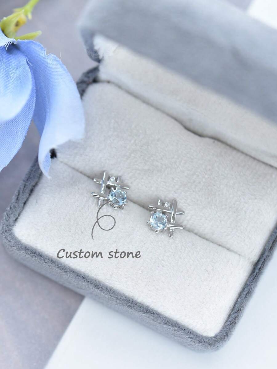 ITSMOS Crystal Topaz Garnet Amethyst Citrine # Earrings Classic S925 Silver Peridot Stud Healing Jewelry Gift For Women