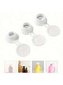 3pcs Bottle Emptying Kit Cap For Upside Down Dispenser Shampoo Lotion, Saver Flipping Set With 3 Sizes Adapters, Leakproof Inverted Bottle Caps For Emptying Lotions, Shampoos, And Kitchen Condiments Back To School