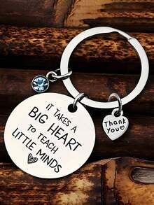 1 件“It Takes A Big Heart”不锈钢钥匙扣，镶有粉色水钻，教师节/毕业礼物，感谢学校背包 - thank you紅蘋果 - 查看 8