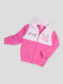 Love Collection Girls' Sweatshirt Jacket With Hood And Zipper - 粉色 - 查看 2