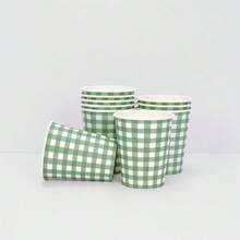 10/20/50个布法罗格子纸杯方格派对纸饮杯鼠尾草绿格子一次性杯子派对装饰杯婚礼生日冷热饮具餐具装饰用品 - 綠色 - 查看 3