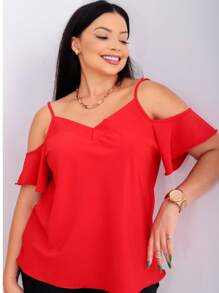 BLUSA MANGA CAÍDA  Simples  Casual  elegante  Festa  Tecido  Assimétrico  Babado    ATEMPORAL  Diário