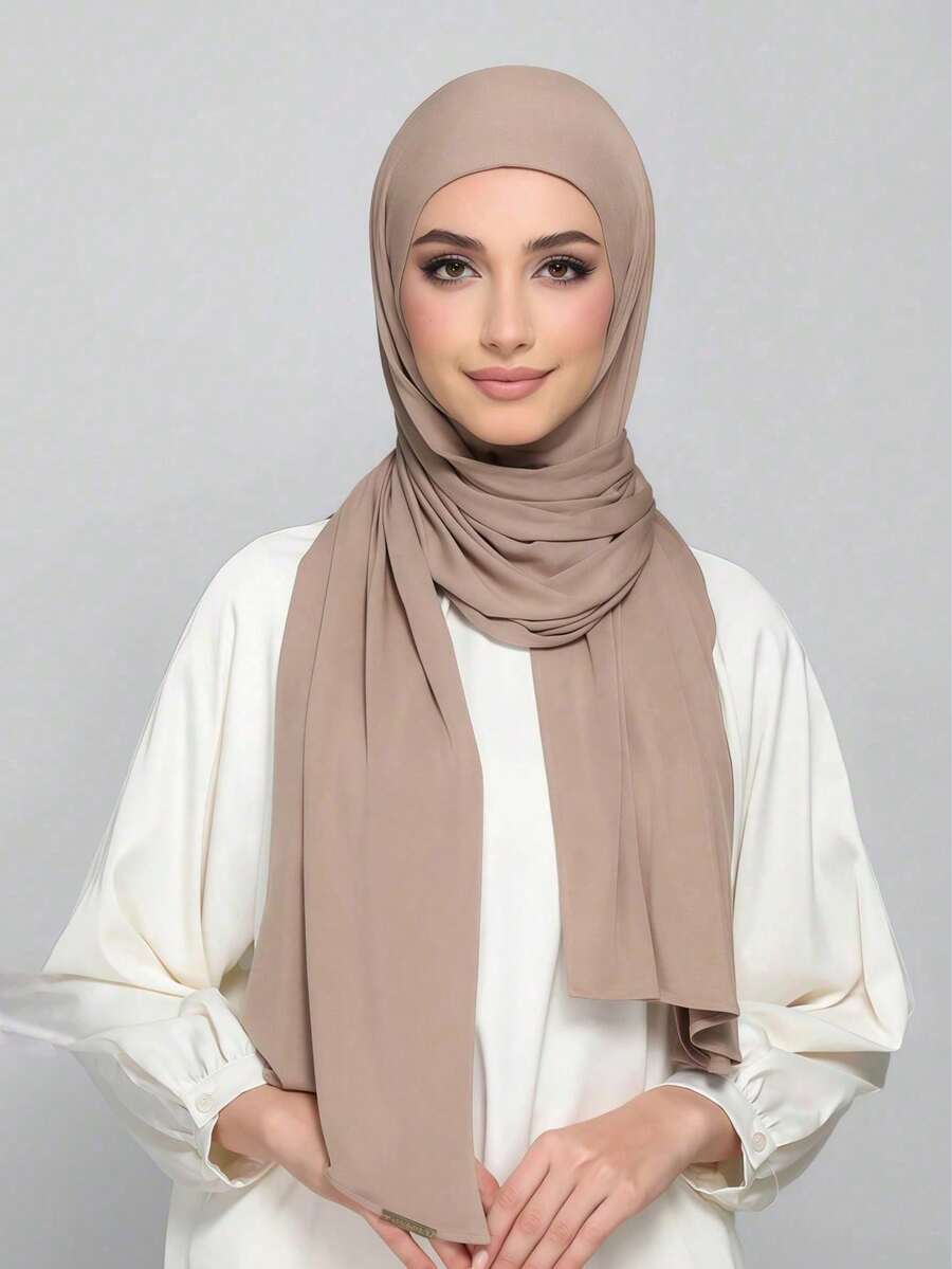 1 chiếc khăn trùm đầu Jersey dành cho nữ, vải Modal, màu trơn, mềm mại như lụa, thoải mái, thoáng khí, khăn choàng Hồi giáo dùng hàng ngày, ngoài trời, cầu nguyện, kích thước 180cm X 70cm