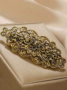 1 件女士复古银色金属合金镂空复古宫廷风格发梳，日常发型配饰礼物，学校用品