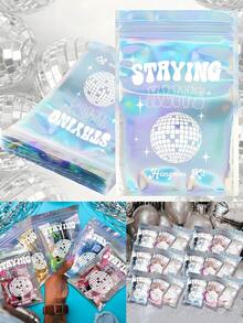 40 件 PVC 宿醉袋，音乐舞蹈迪斯科主题，宿醉礼品袋派对礼物适合婚礼新娘礼物，单身派对生存恢复激光袋，婚礼淋浴伴娘生日婚礼派对礼物，无需电力，宿醉生存客人，伴娘，单身派对用品