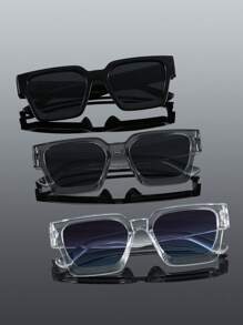 3 pièces Montures de lunettes carrées en plastique de style vintage moderne et simple pour homme. Style de rue. Accessoires pour sorties en famille, tenues de sortie, affaires, navigation, fête sur la plage. Idéal pour les vacances d'été à la plage, les activités en plein air et les voyages.
