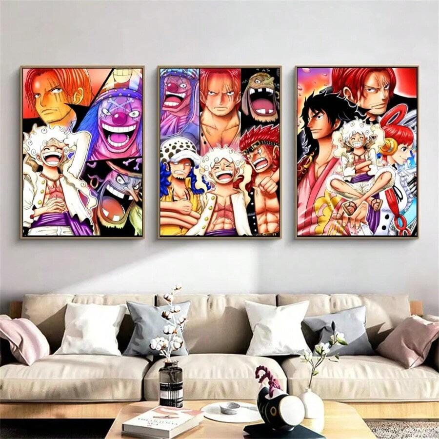 1 件热门经典动漫海报海贼王帆布海报高清印刷多环境使用房间墙壁艺术儿童礼物无框 - 彩色 - 查看 1